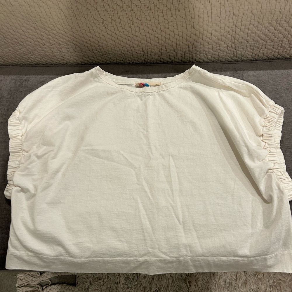 Free People Cream Short Sleeve Top